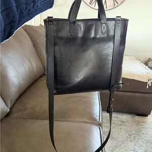 Madewell Black Leather Tote Bag